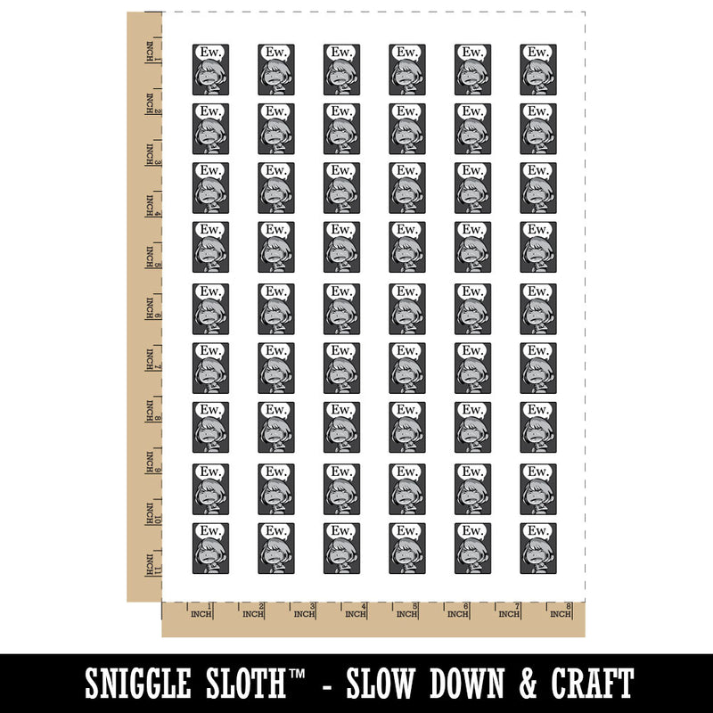 Ew Funny Disgusted Reaction Comic Manga Temporary Tattoo Water Resistant Fake Body Art Set Collection (1 Sheet)