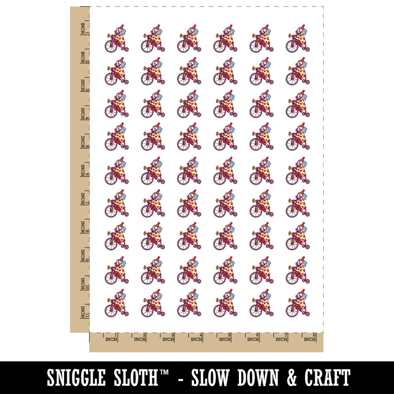Happy Clown on Tricycle Bike Silly Temporary Tattoo Water Resistant Fake Body Art Set Collection (1 Sheet)