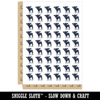 Mountain Scene Moose Silhouette Temporary Tattoo Water Resistant Fake Body Art Set Collection (1 Sheet)