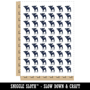 Mountain Scene Moose Silhouette Temporary Tattoo Water Resistant Fake Body Art Set Collection (1 Sheet)