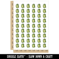 Nervous Scared Sweating Frog Biting Fingernails Temporary Tattoo Water Resistant Fake Body Art Set Collection (1 Sheet)
