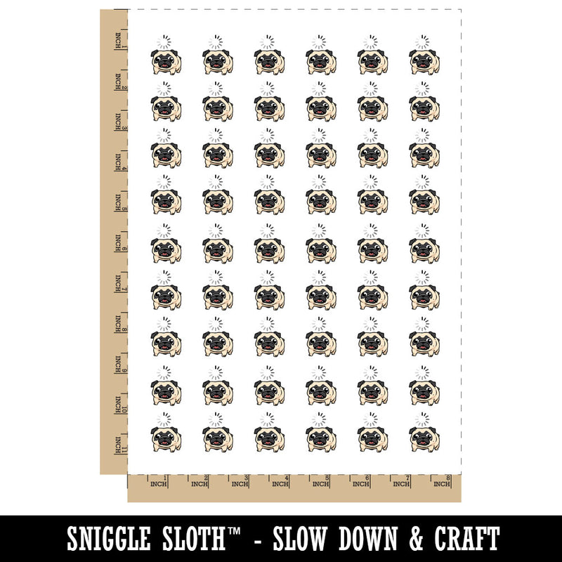 Pug Thinking Calculating Loading Dog Temporary Tattoo Water Resistant Fake Body Art Set Collection (1 Sheet)