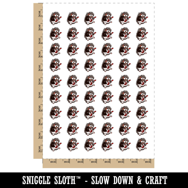 Rockstar Hedgehog with Guitar Temporary Tattoo Water Resistant Fake Body Art Set Collection (1 Sheet)