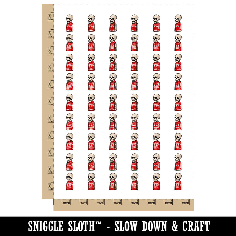 Skeleton Skull in Christmas Sweater Temporary Tattoo Water Resistant Fake Body Art Set Collection (1 Sheet)