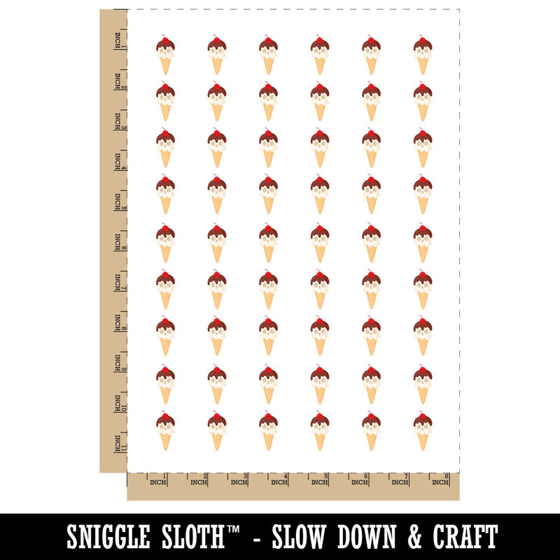 Skull Ice Cream Cone Temporary Tattoo Water Resistant Fake Body Art Set Collection (1 Sheet)