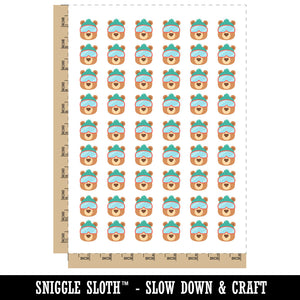 Winter Skiing Bear Temporary Tattoo Water Resistant Fake Body Art Set Collection (1 Sheet)