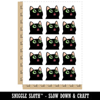 Amazed Cat with Sparkly Star Eyes Temporary Tattoo Water Resistant Fake Body Art Set Collection (1 Sheet)