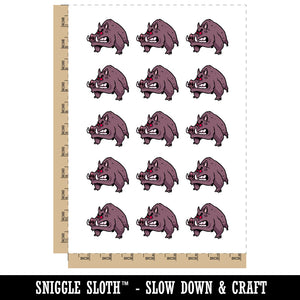 Angry Raging Boar Pig Tusks Temporary Tattoo Water Resistant Fake Body Art Set Collection (1 Sheet)
