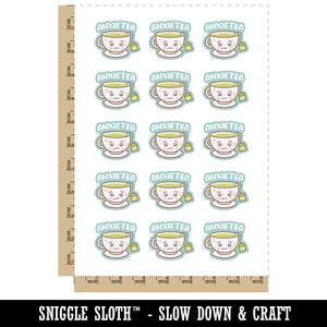 Anxietea Anxiety Anxious Cup of Tea Temporary Tattoo Water Resistant Fake Body Art Set Collection (1 Sheet)