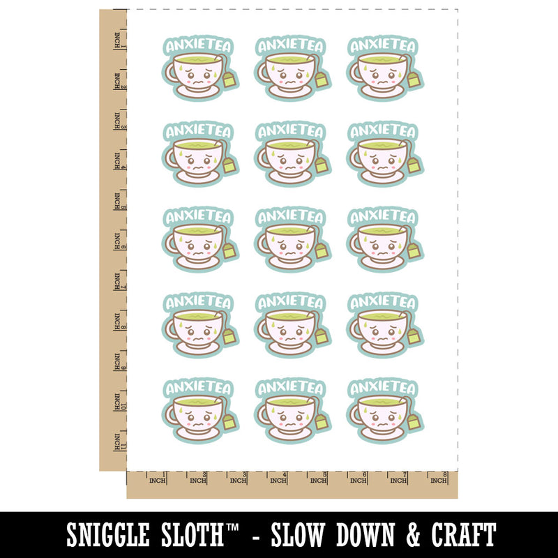 Anxietea Anxiety Anxious Cup of Tea Temporary Tattoo Water Resistant Fake Body Art Set Collection (1 Sheet)