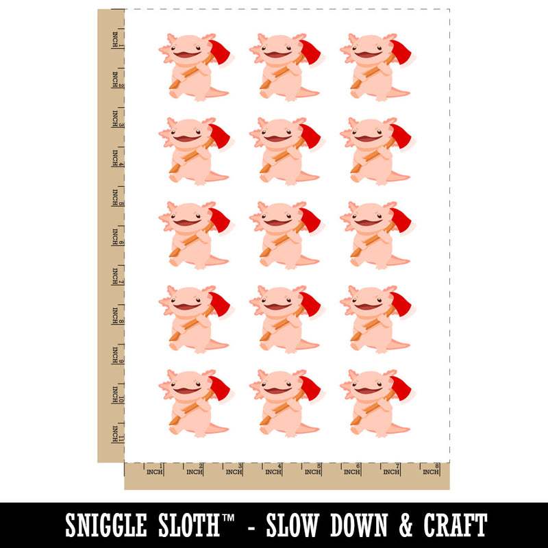 Axing Axolotl with Axe Temporary Tattoo Water Resistant Fake Body Art Set Collection (1 Sheet)