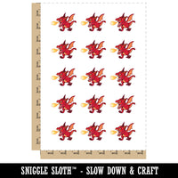 Baby Dragon Fireball Drake Whelp Fantasy Temporary Tattoo Water Resistant Fake Body Art Set Collection (1 Sheet)