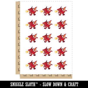 Baby Dragon Fireball Drake Whelp Fantasy Temporary Tattoo Water Resistant Fake Body Art Set Collection (1 Sheet)