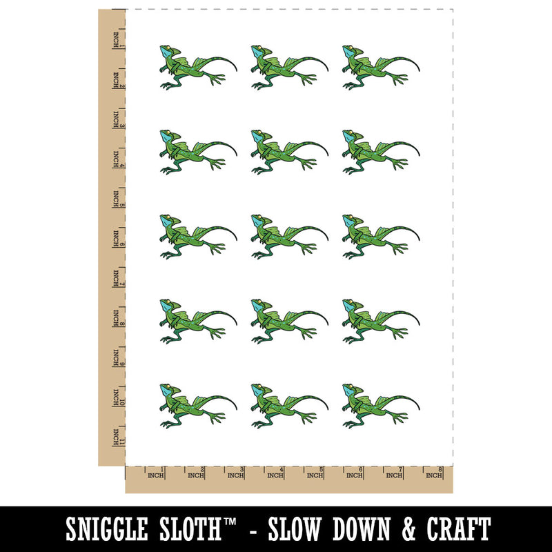Basilisk Running Lizard with Fins Temporary Tattoo Water Resistant Fake Body Art Set Collection (1 Sheet)