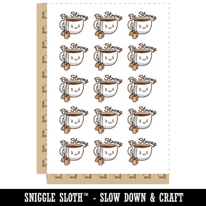 Be Strong Cup of Tea with Tea Bags Funny Temporary Tattoo Water Resistant Fake Body Art Set Collection (1 Sheet)
