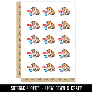 Be The Problem Mischievous Calico Cat Pushing Cup Temporary Tattoo Water Resistant Fake Body Art Set Collection