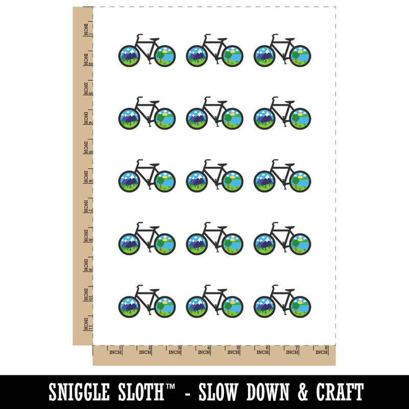 Bike Mountains Hills River Biking Cycle Temporary Tattoo Water Resistant Fake Body Art Set Collection (1 Sheet)