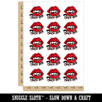 Bite Me Vampire Teeth Lips Fangs Temporary Tattoo Water Resistant Fake Body Art Set Collection (1 Sheet)