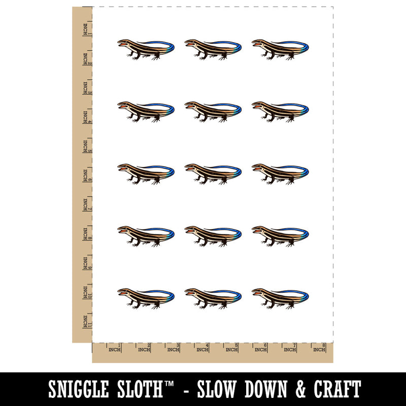 Blue Tailed Skink Lizard Five Lined Temporary Tattoo Water Resistant Fake Body Art Set Collection (1 Sheet)