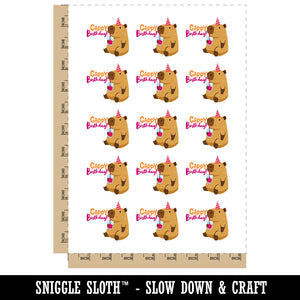 Cappy Happy Birthday Capybara Temporary Tattoo Water Resistant Fake Body Art Set Collection (1 Sheet)