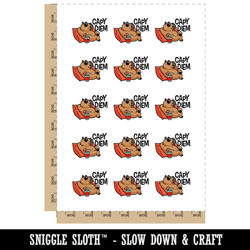 Carpe Diem Capybara Seize the Day Relaxing Temporary Tattoo Water Resistant Fake Body Art Set Collection (1 Sheet)