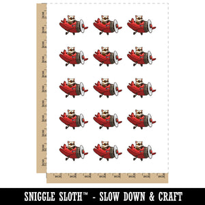 Cartoon Airplane Cat Pilot Aircraft Temporary Tattoo Water Resistant Fake Body Art Set Collection (1 Sheet)