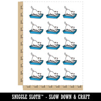 Cat Burying Litter Box Poop Temporary Tattoo Water Resistant Fake Body Art Set Collection (1 Sheet)