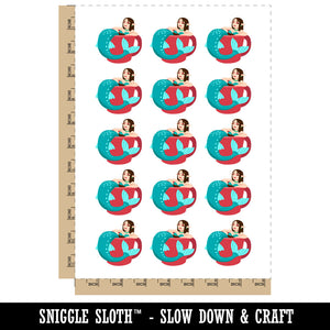 Coffee Tea Mermaid Mug Temporary Tattoo Water Resistant Fake Body Art Set Collection (1 Sheet)