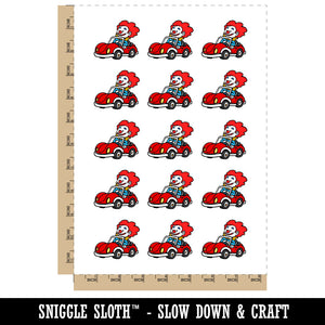 Comical Clown in Cartoon Car Temporary Tattoo Water Resistant Fake Body Art Set Collection (1 Sheet)