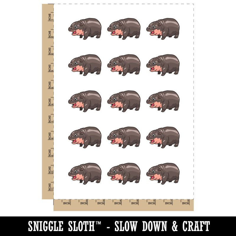 Crying Baby Hippo Shocked Cute Temporary Tattoo Water Resistant Fake Body Art Set Collection (1 Sheet)