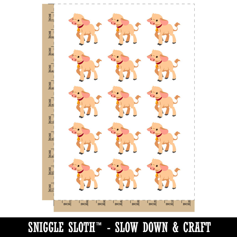 Cute Baby Cow Calf Temporary Tattoo Water Resistant Fake Body Art Set Collection (1 Sheet)