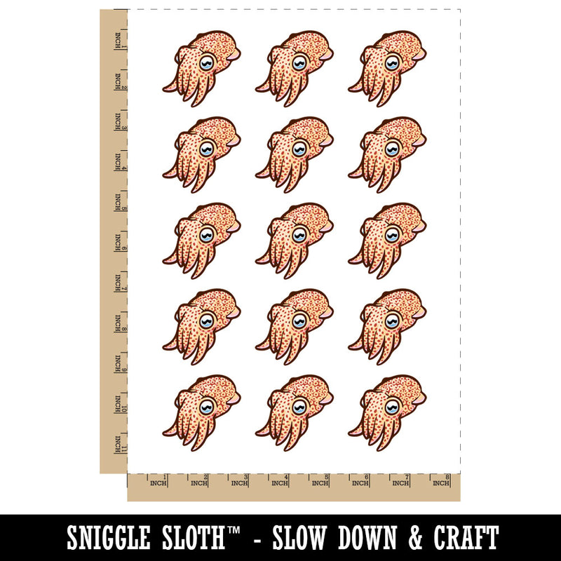 Cute Baby Cuttlefish Mollusc Squid Seafood Temporary Tattoo Water Resistant Fake Body Art Set Collection (1 Sheet)