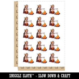Cute Camper Girl Roasting Marshmallows Camping Fire Temporary Tattoo Water Resistant Fake Body Art Set Collection