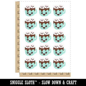 Cute Hot Cocoa Marshmallows Temporary Tattoo Water Resistant Fake Body Art Set Collection (1 Sheet)