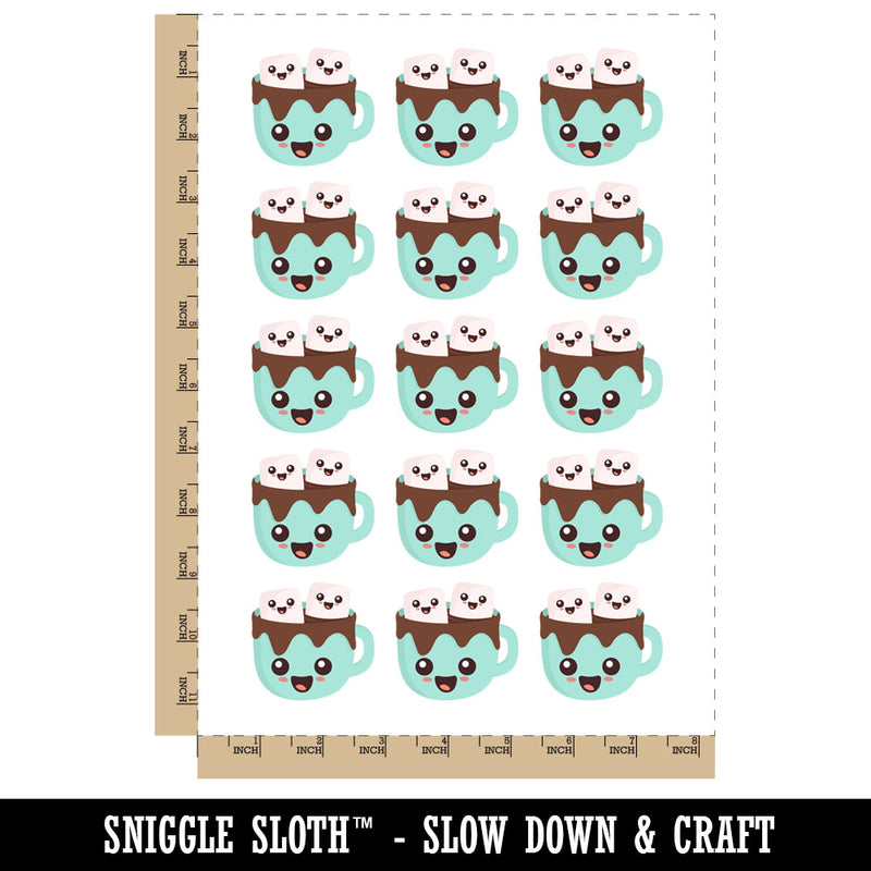 Cute Hot Cocoa Marshmallows Temporary Tattoo Water Resistant Fake Body Art Set Collection (1 Sheet)