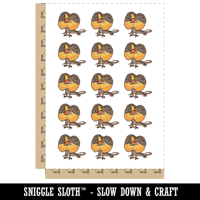 Excited Frilled Lizard Dragon Reptile Temporary Tattoo Water Resistant Fake Body Art Set Collection (1 Sheet)