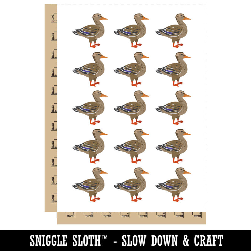 Female Mallard Duck Bird Fowl Temporary Tattoo Water Resistant Fake Body Art Set Collection (1 Sheet)
