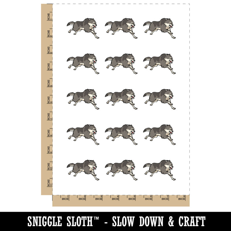 Fierce Running Gray Wolf Temporary Tattoo Water Resistant Fake Body Art Set Collection (1 Sheet)