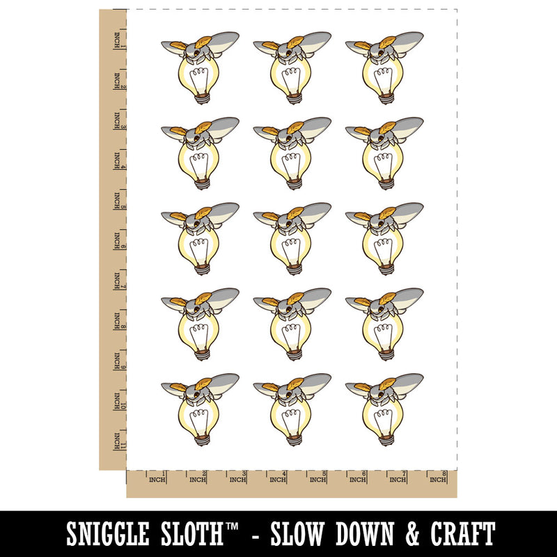 Fluffy Moth Sitting on Lightbulb Temporary Tattoo Water Resistant Fake Body Art Set Collection (1 Sheet)