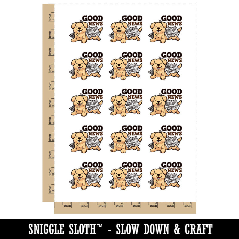 Good News Puppy Dog Newspaper Temporary Tattoo Water Resistant Fake Body Art Set Collection (1 Sheet)