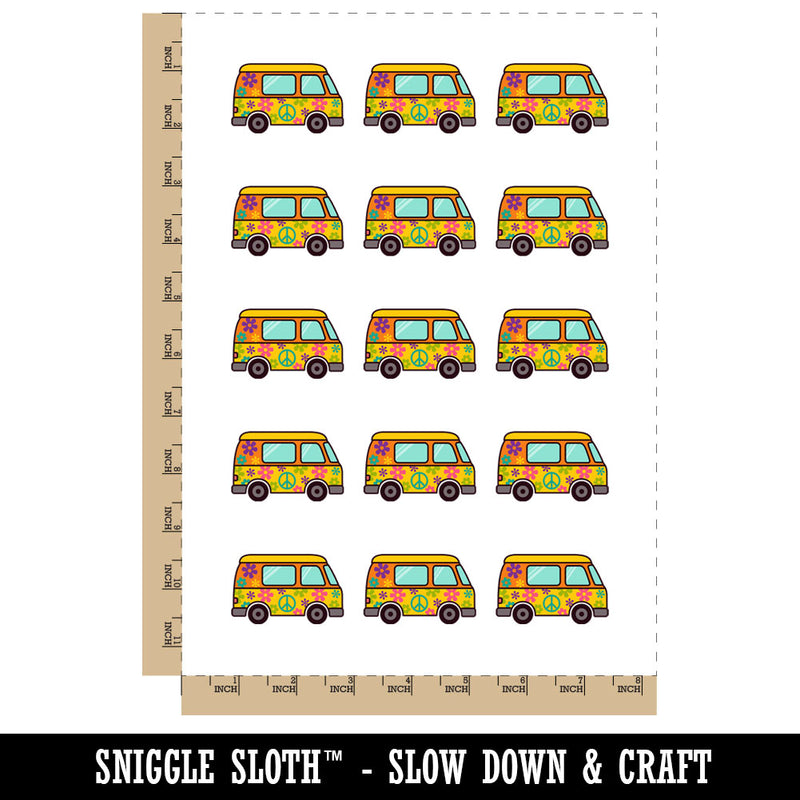 Groovy Hippie Van Temporary Tattoo Water Resistant Fake Body Art Set Collection (1 Sheet)