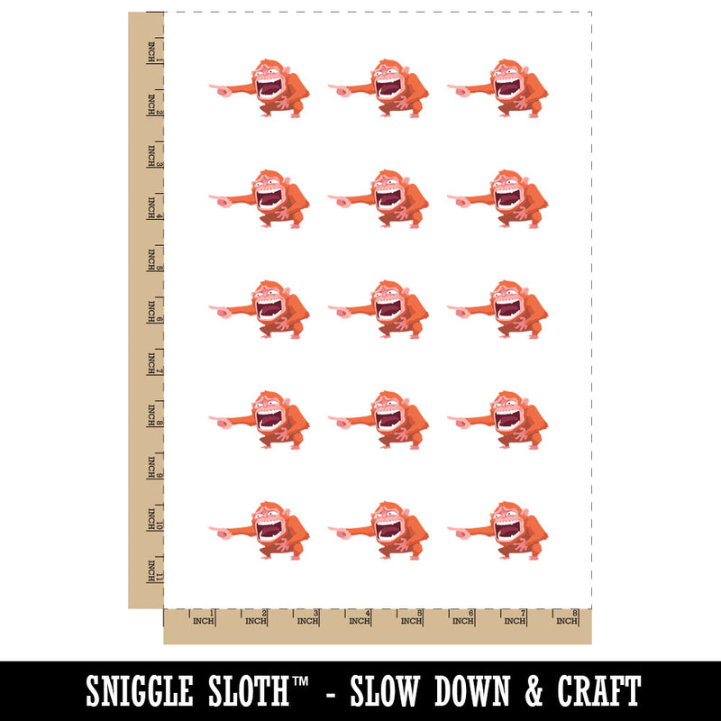 Hysterical Monkey Pointing and Laughing Temporary Tattoo Water Resistant Fake Body Art Set Collection (1 Sheet)