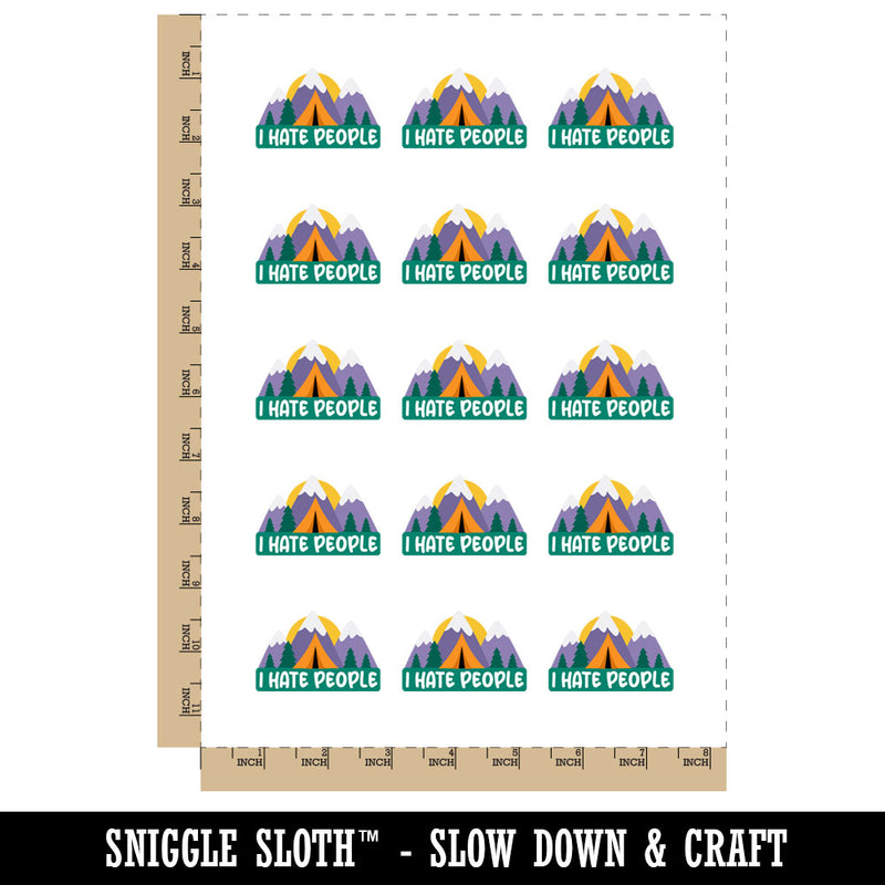 I Hate People Camping Temporary Tattoo Water Resistant Fake Body Art Set Collection (1 Sheet)