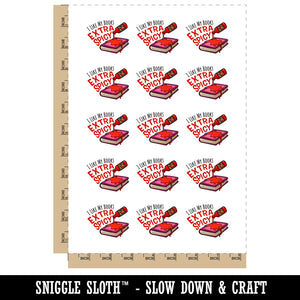 I Like My Books Extra Spicy Hot Sauce Temporary Tattoo Water Resistant Fake Body Art Set Collection (1 Sheet)