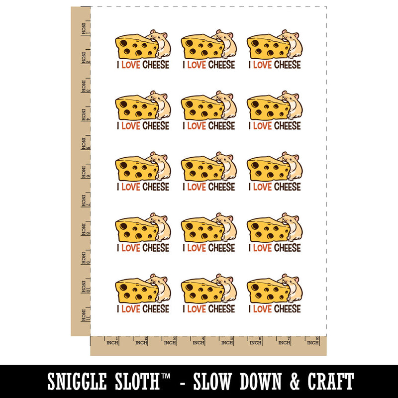 I Love Cheese Hamster with Swiss Cheese Temporary Tattoo Water Resistant Fake Body Art Set Collection (1 Sheet)