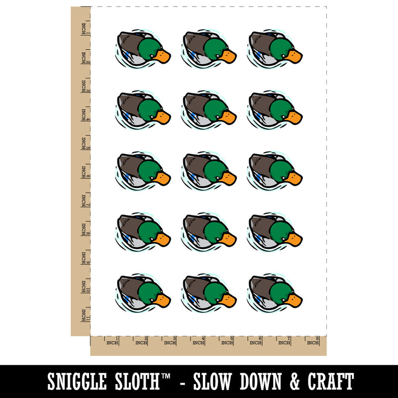 Mallard Duck Floating On Water Ripples Temporary Tattoo Water Resistant Fake Body Art Set Collection (1 Sheet)