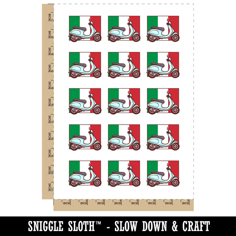 Moped Bike Italian Flag Vehicle Temporary Tattoo Water Resistant Fake Body Art Set Collection (1 Sheet)