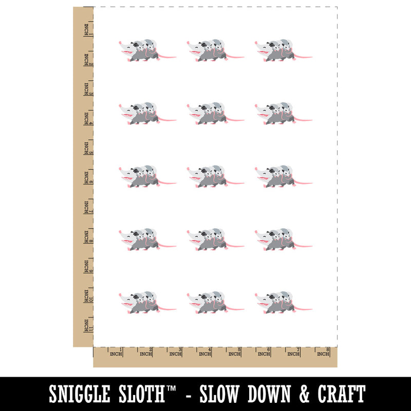 Mother Opossum with Babies on Back Temporary Tattoo Water Resistant Fake Body Art Set Collection (1 Sheet)