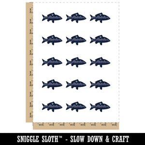 Mountain Scene Fish Silhouette Temporary Tattoo Water Resistant Fake Body Art Set Collection (1 Sheet)