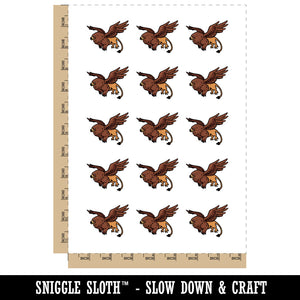 Mythical Griffin Gryphon Creature in Flight Temporary Tattoo Water Resistant Fake Body Art Set Collection (1 Sheet)